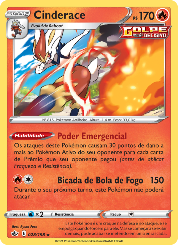 Cinderace 28 — Reinado Arrepiante (Portuguese Pokémon TCG card)