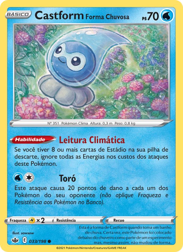 Castform Forma Chuvosa 33 — Reinado Arrepiante (Portuguese Pokémon TCG card)
