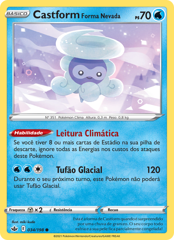 Castform Forma Nevada 34 — Reinado Arrepiante (Portuguese Pokémon TCG card)