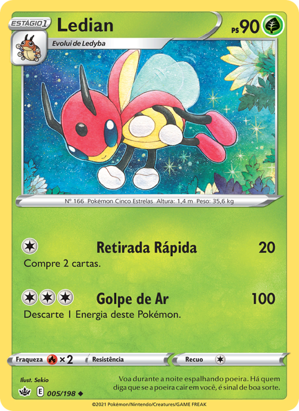 Ledian 5 — Reinado Arrepiante (Portuguese Pokémon TCG card)