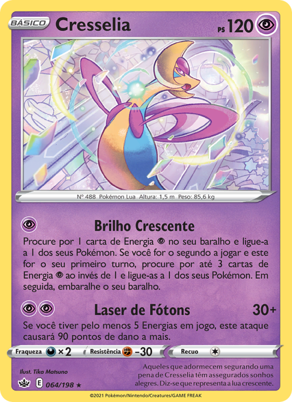 Cresselia 64 — Reinado Arrepiante (Portuguese Pokémon TCG card)