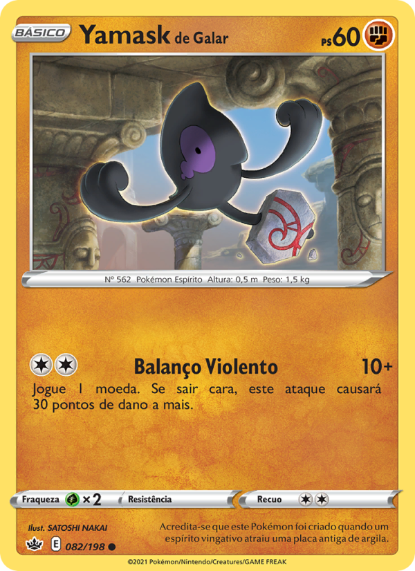 Yamask de Galar 82 — Reinado Arrepiante (Portuguese Pokémon TCG card)