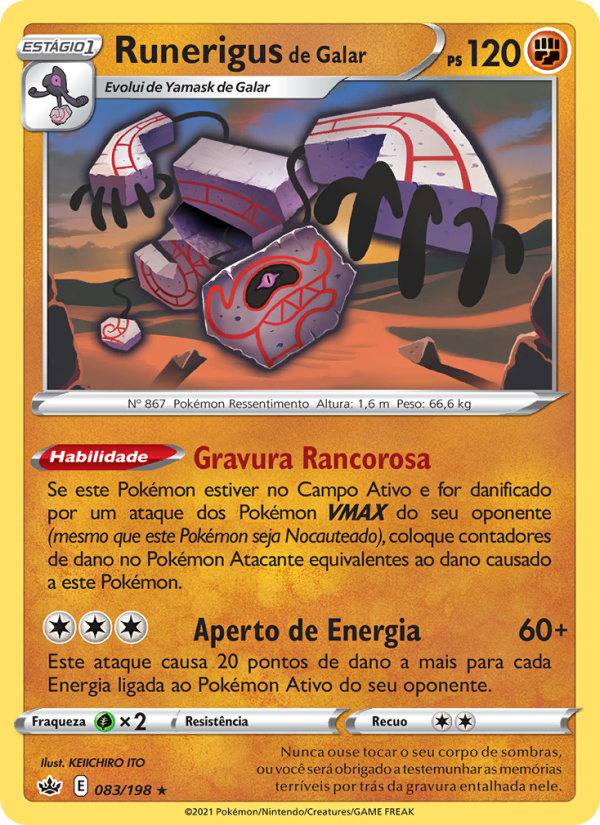 Runerigus de Galar 83 — Reinado Arrepiante (Portuguese Pokémon TCG card)