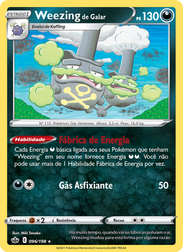 Weezing de Galar 96 — Reinado Arrepiante (Portuguese Pokémon TCG card)
