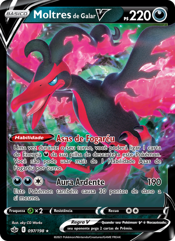 Moltres de Galar V 97 — Reinado Arrepiante (Portuguese Pokémon TCG card)
