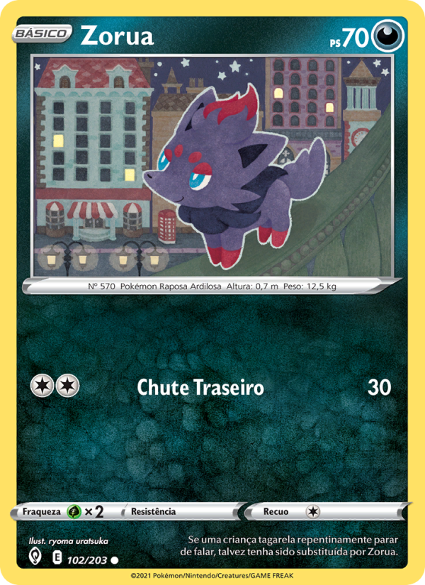 Zorua 102 — Céus em Evolução (Portuguese Pokémon TCG card)