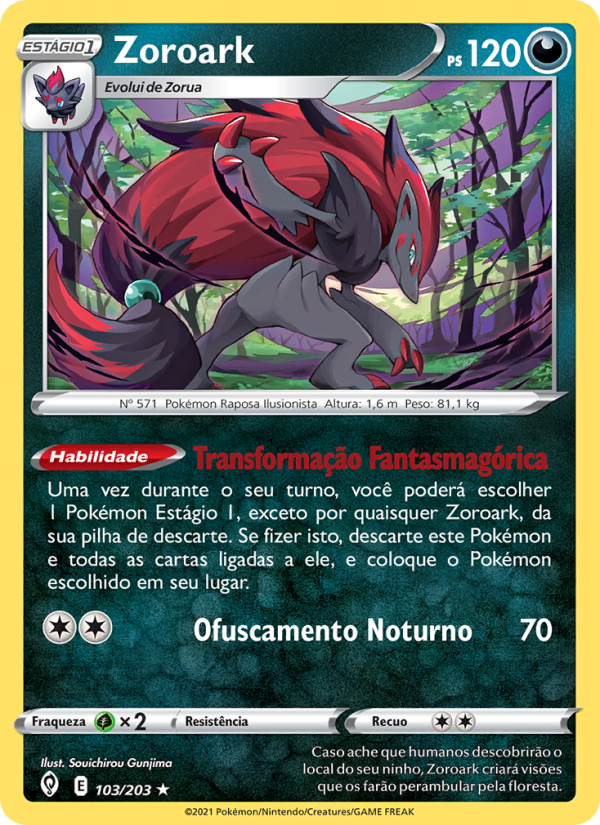 Zoroark 103 — Céus em Evolução (Portuguese Pokémon TCG card)