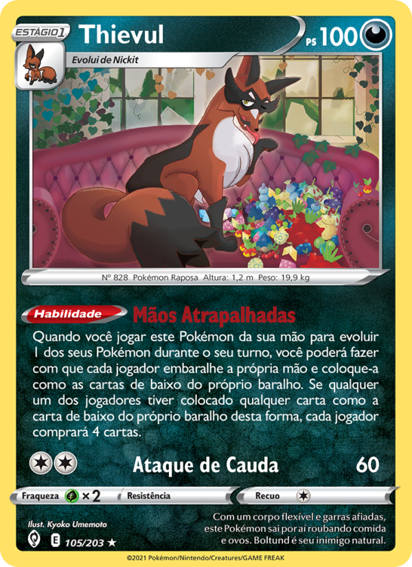 Thievul 105 — Céus em Evolução (Portuguese Pokémon TCG card)