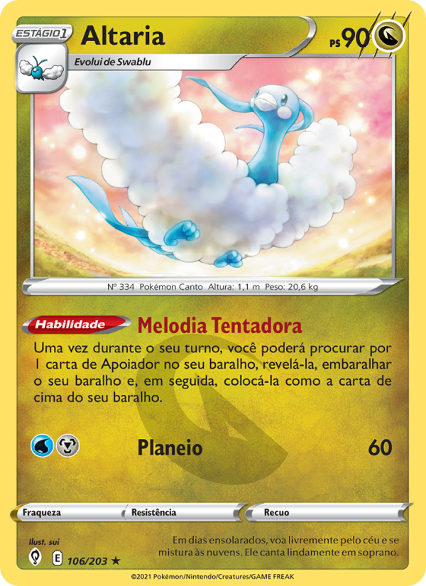 Altaria 106 — Céus em Evolução (Portuguese Pokémon TCG card)