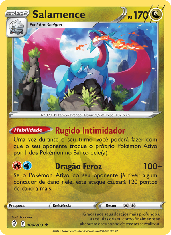 Salamence 109 — Céus em Evolução (Portuguese Pokémon TCG card)