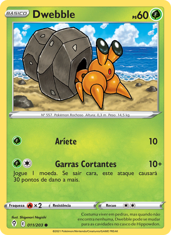 Dwebble 11 — Céus em Evolução (Portuguese Pokémon TCG card)