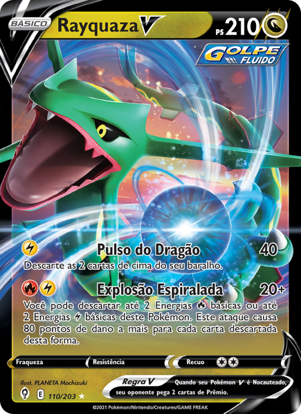Rayquaza V 110 — Céus em Evolução (Portuguese Pokémon TCG card)