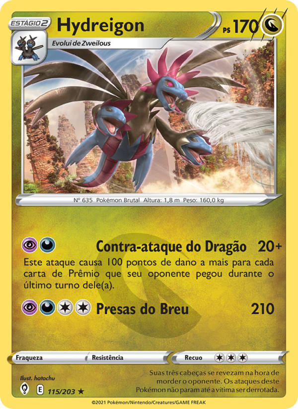 Hydreigon 115 — Céus em Evolução (Portuguese Pokémon TCG card)