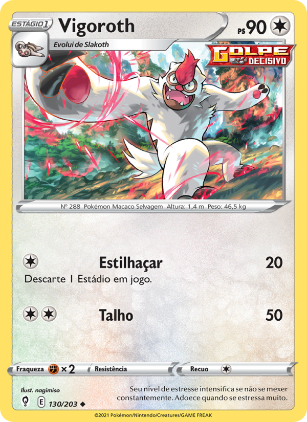 Vigoroth 130 — Céus em Evolução (Portuguese Pokémon TCG card)