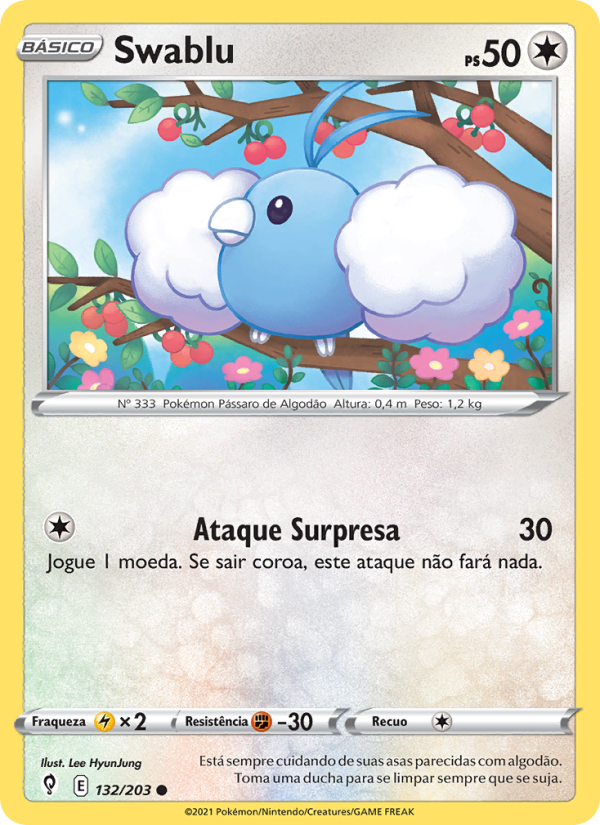 Swablu 132 — Céus em Evolução (Portuguese Pokémon TCG card)