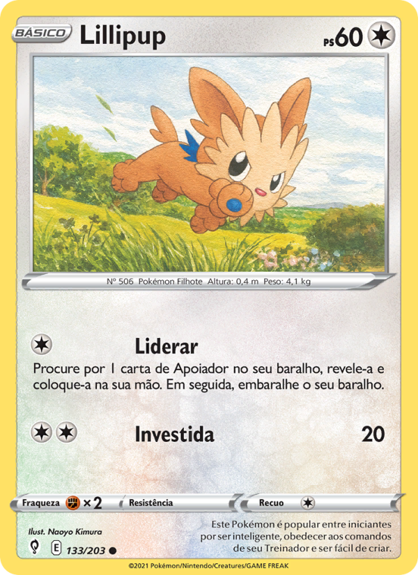 Lillipup 133 — Céus em Evolução (Portuguese Pokémon TCG card)
