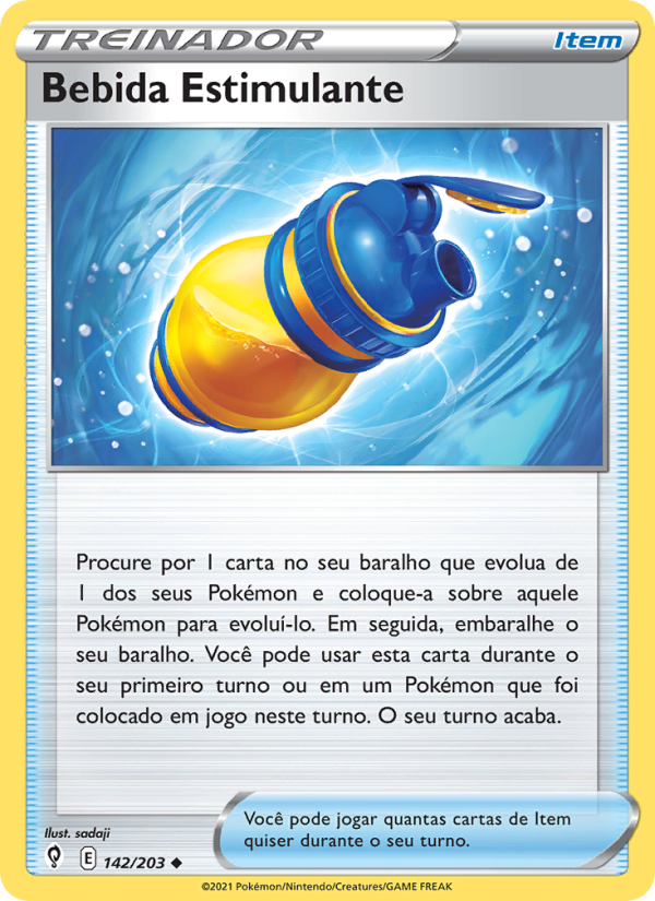 Bebida Estimulante 142 — Céus em Evolução (Portuguese Pokémon TCG card)