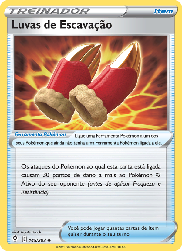Luvas de Escavação 145 — Céus em Evolução (Portuguese Pokémon TCG card)