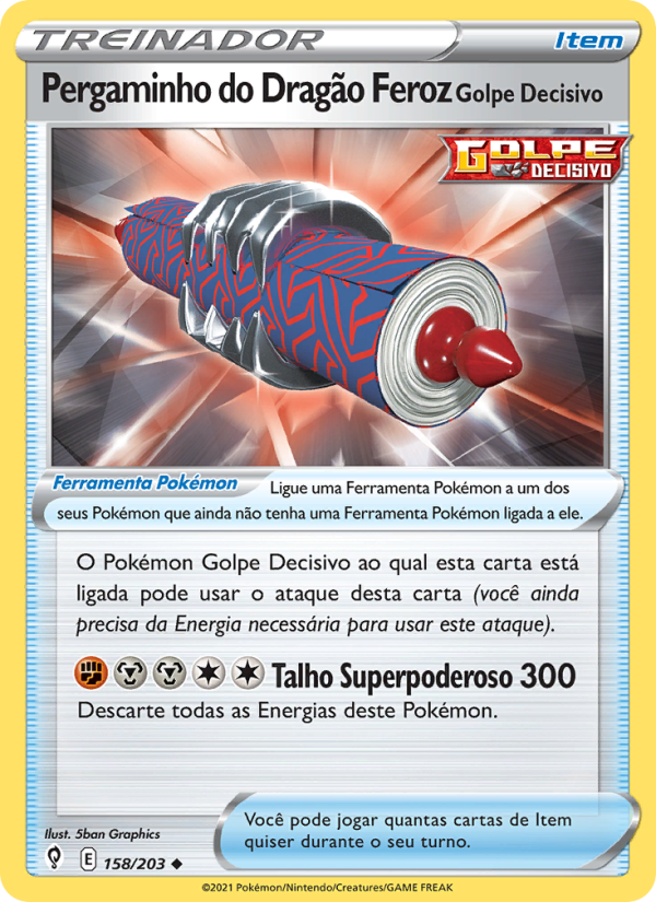 Pergaminho do Dragão Feroz Golpe Decisivo 158 — Céus em Evolução (Portuguese Pokémon TCG card)