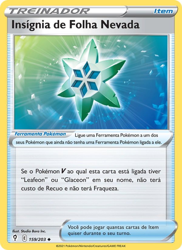 Insígnia de Folha Nevada 159 — Céus em Evolução (Portuguese Pokémon TCG card)