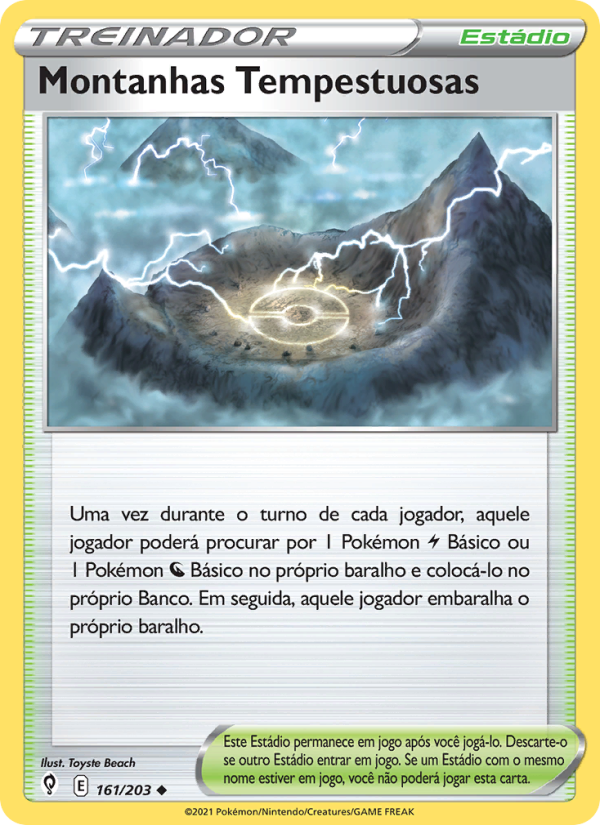 Montanhas Tempestuosas 161 — Céus em Evolução (Portuguese Pokémon TCG card)