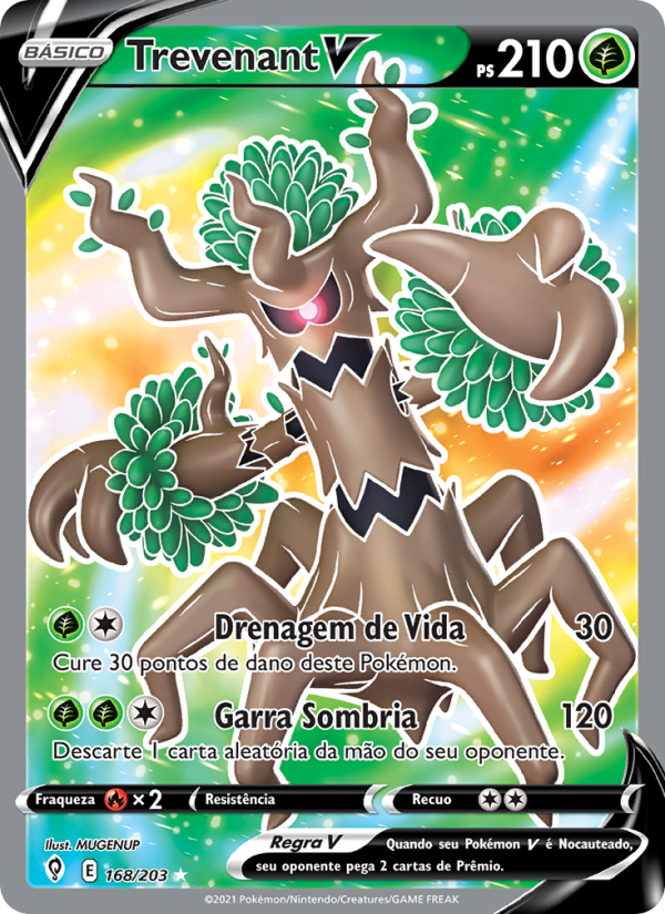 Trevenant V 168 — Céus em Evolução (Portuguese Pokémon TCG card)