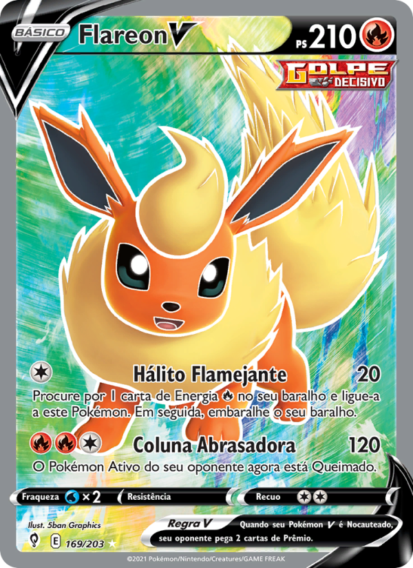 Flareon V 169 — Céus em Evolução (Portuguese Pokémon TCG card)