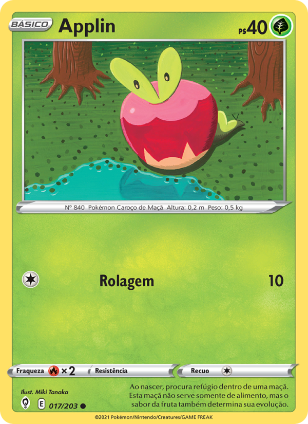 Applin 17 — Céus em Evolução (Portuguese Pokémon TCG card)