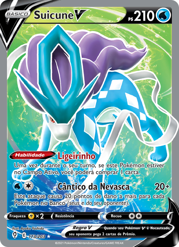 Suicune V 173 — Céus em Evolução (Portuguese Pokémon TCG card)