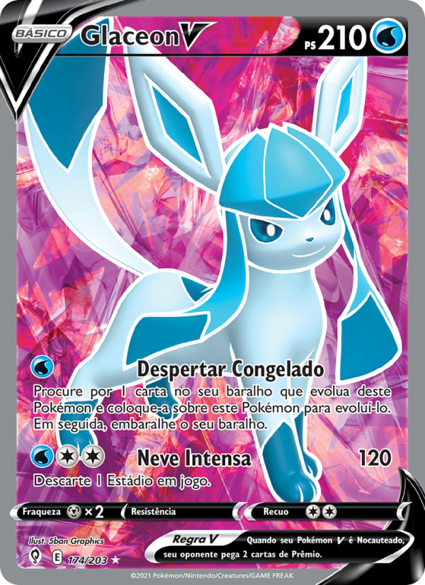 Glaceon V 174 — Céus em Evolução (Portuguese Pokémon TCG card)