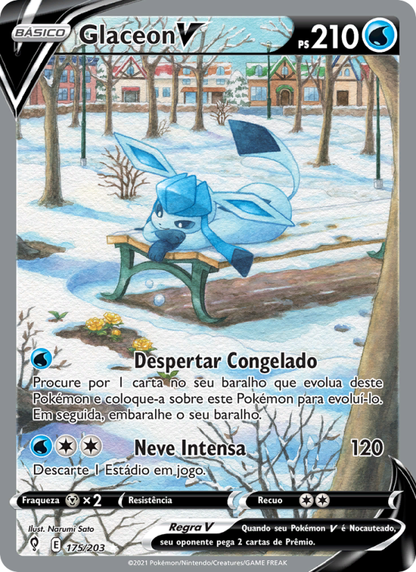 Glaceon V 175 — Céus em Evolução (Portuguese Pokémon TCG card)