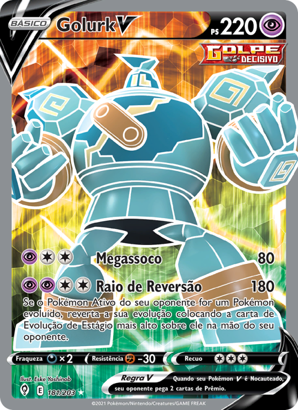 Golurk V 181 — Céus em Evolução (Portuguese Pokémon TCG card)