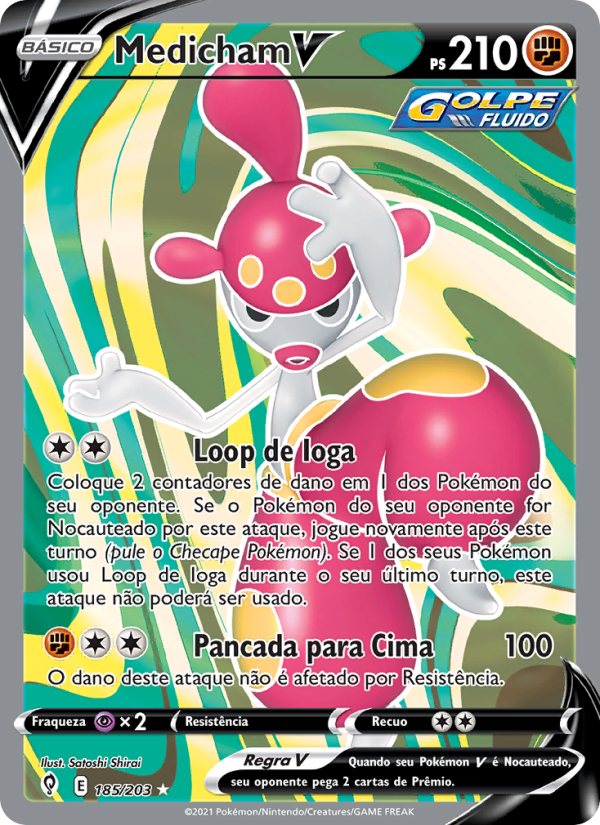 Medicham V 185 — Céus em Evolução (Portuguese Pokémon TCG card)