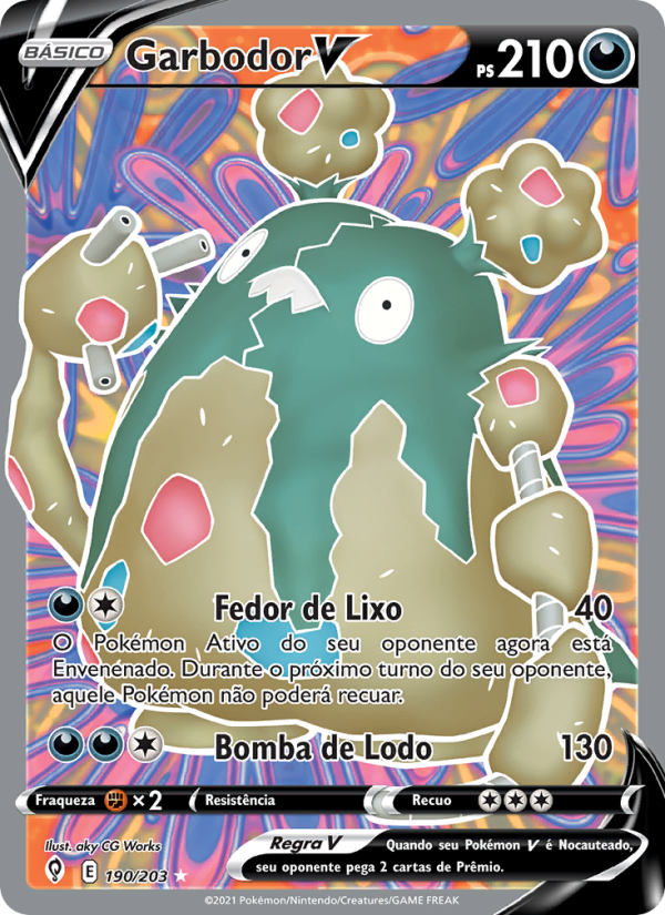 Garbodor V 190 — Céus em Evolução (Portuguese Pokémon TCG card)