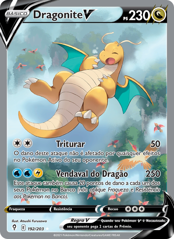Dragonite V 192 — Céus em Evolução (Portuguese Pokémon TCG card)