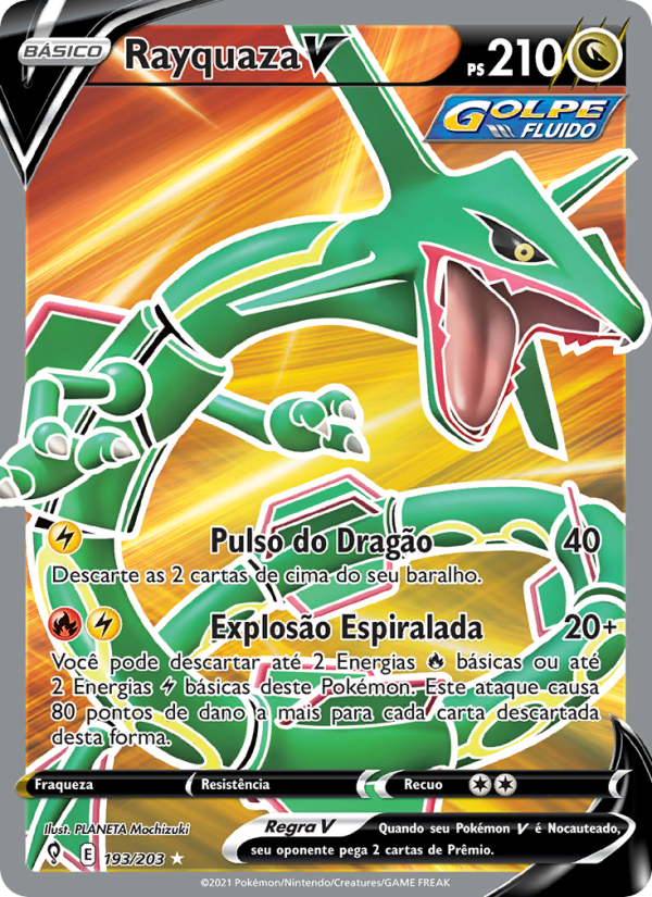 Rayquaza V 193 — Céus em Evolução (Portuguese Pokémon TCG card)
