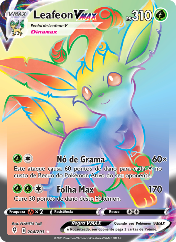 Leafeon VMAX 204 — Céus em Evolução (Portuguese Pokémon TCG card)