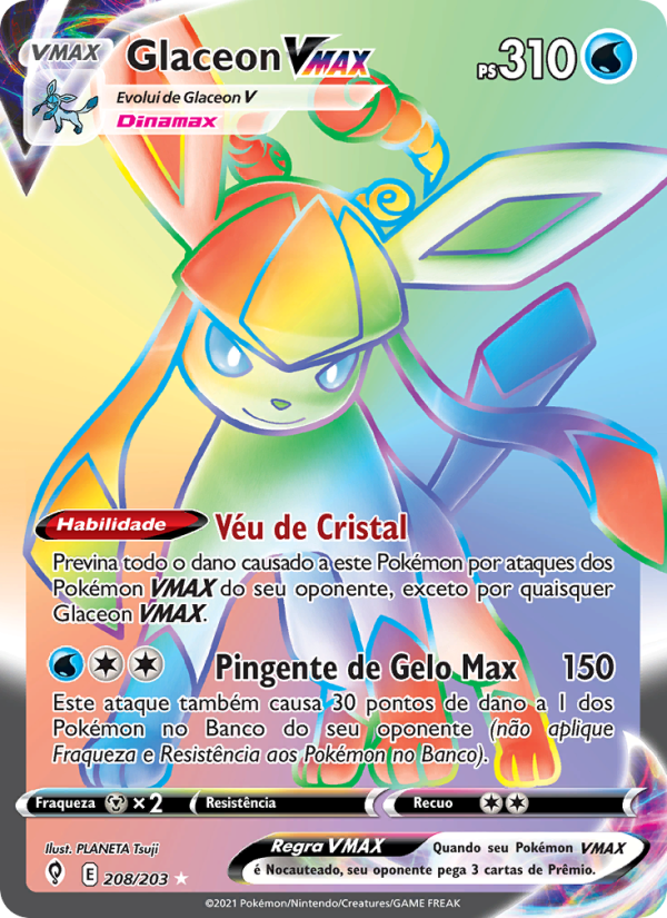 Glaceon VMAX 208 — Céus em Evolução (Portuguese Pokémon TCG card)