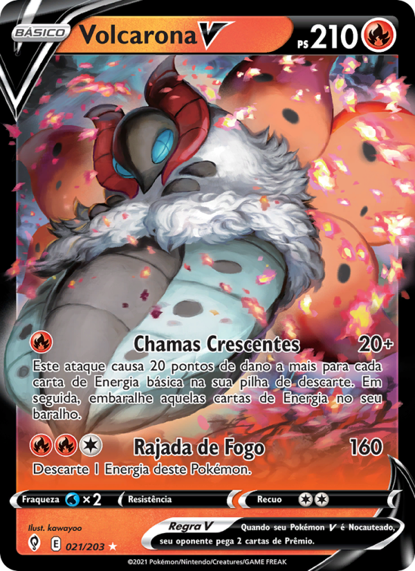 Volcarona V 21 — Céus em Evolução (Portuguese Pokémon TCG card)