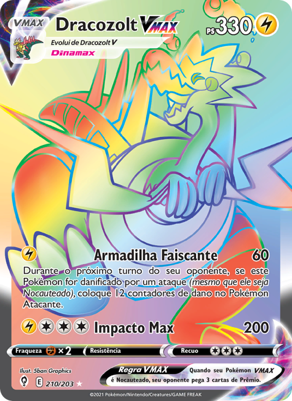 Dracozolt VMAX 210 — Céus em Evolução (Portuguese Pokémon TCG card)