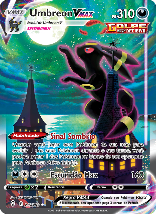 Umbreon VMAX 215 — Céus em Evolução (Portuguese Pokémon TCG card)