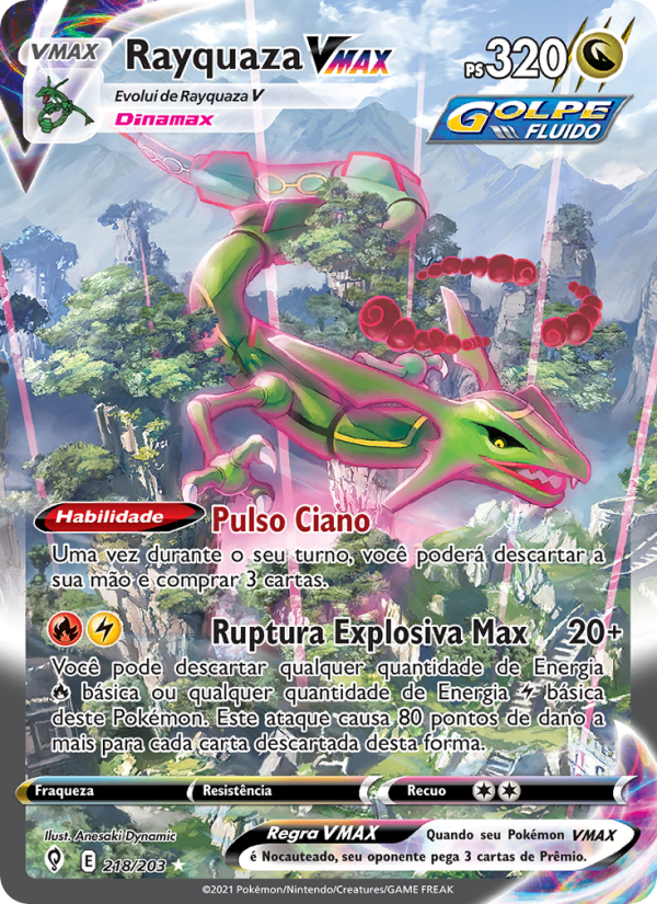 Rayquaza VMAX 218 — Céus em Evolução (Portuguese Pokémon TCG card)