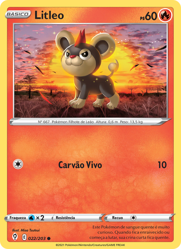 Litleo 22 — Céus em Evolução (Portuguese Pokémon TCG card)