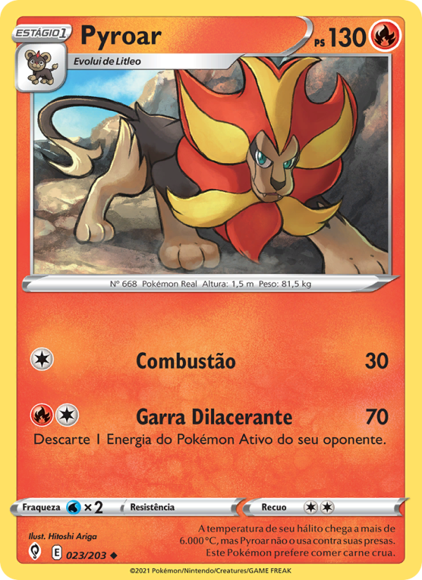 Pyroar 23 — Céus em Evolução (Portuguese Pokémon TCG card)