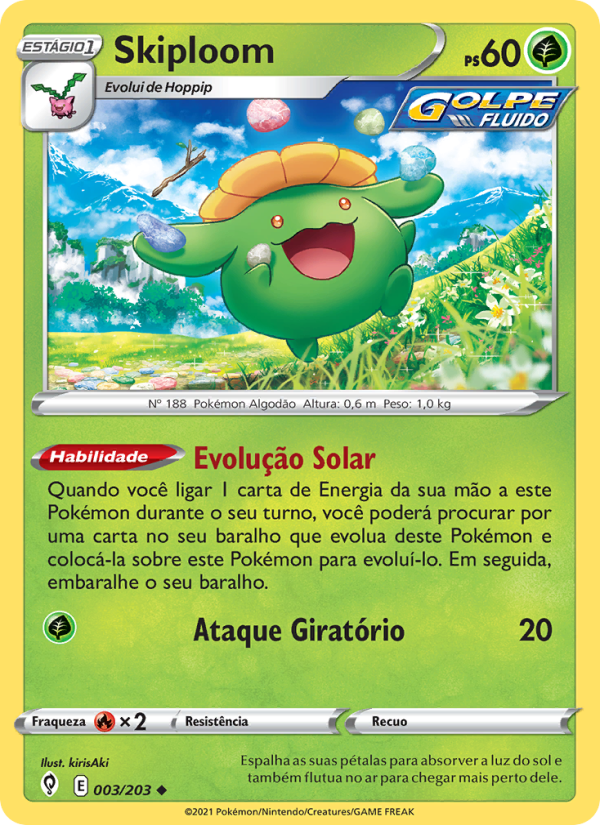Skiploom 3 — Céus em Evolução (Portuguese Pokémon TCG card)