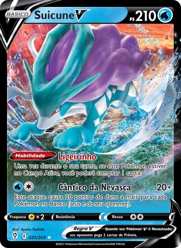 Suicune V 31 — Céus em Evolução (Portuguese Pokémon TCG card)