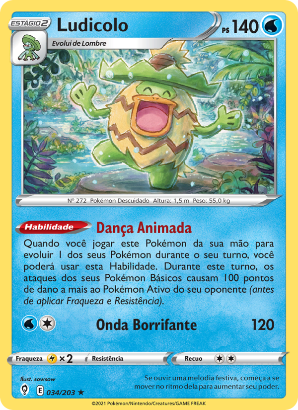 Ludicolo 34 — Céus em Evolução (Portuguese Pokémon TCG card)