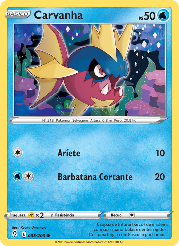 Carvanha 35 — Céus em Evolução (Portuguese Pokémon TCG card)