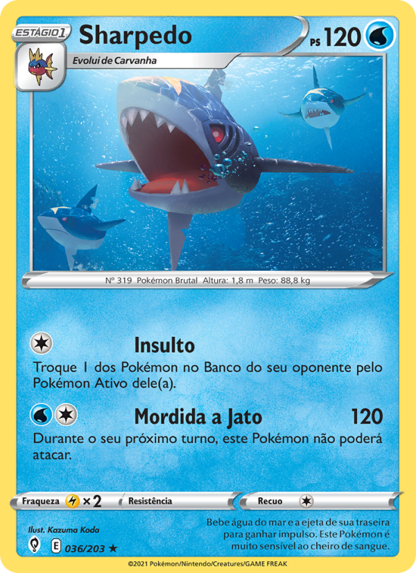 Sharpedo 36 — Céus em Evolução (Portuguese Pokémon TCG card)
