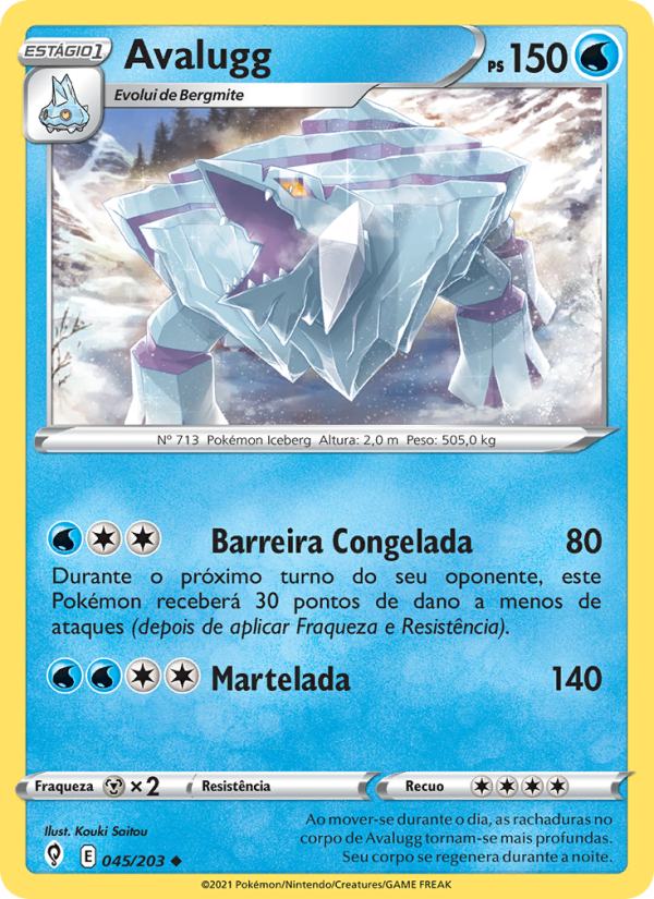 Avalugg 45 — Céus em Evolução (Portuguese Pokémon TCG card)